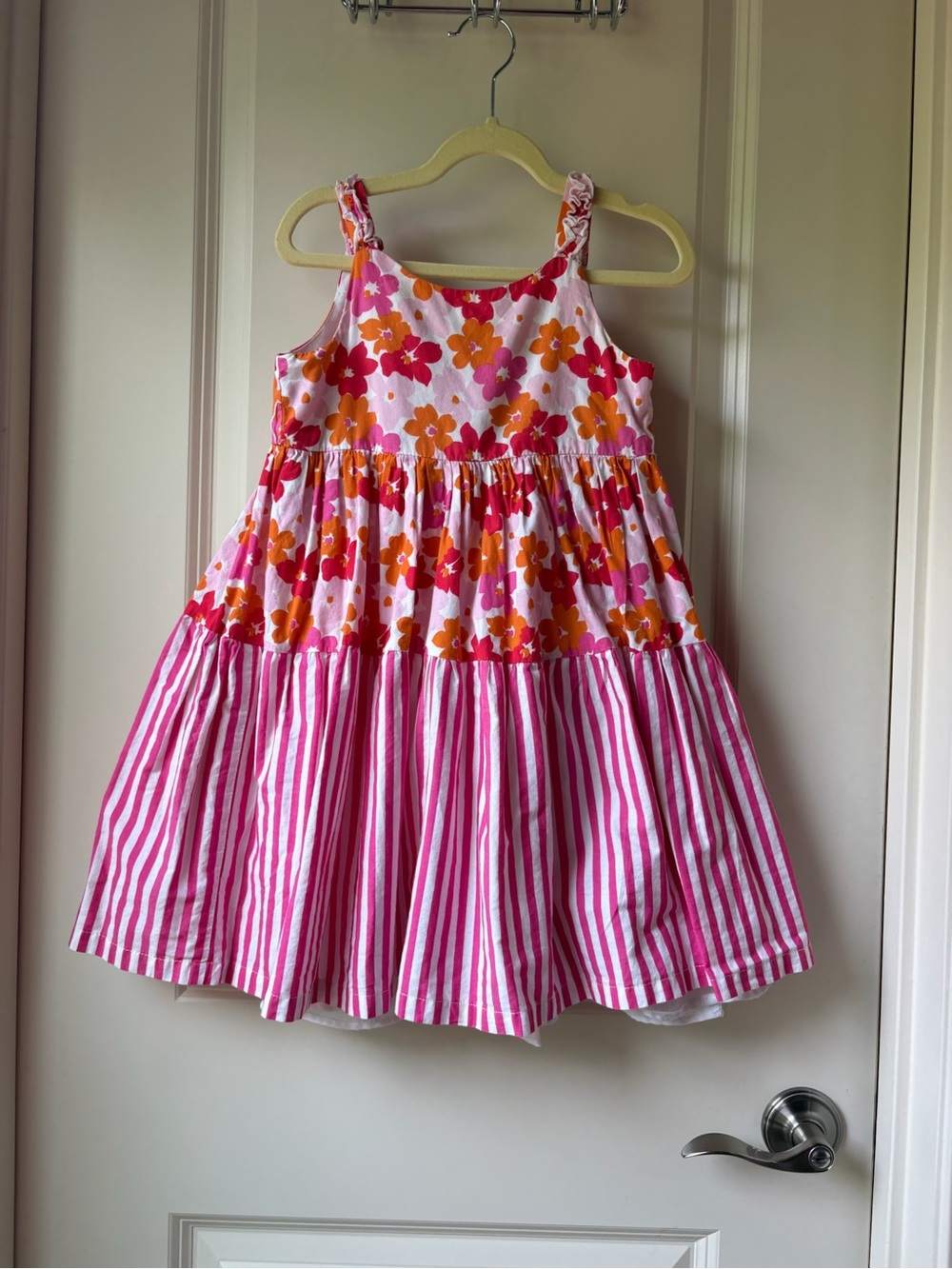 Pink Floral & Orange Accent Tiered Sundress / SZ 5 (EUC)